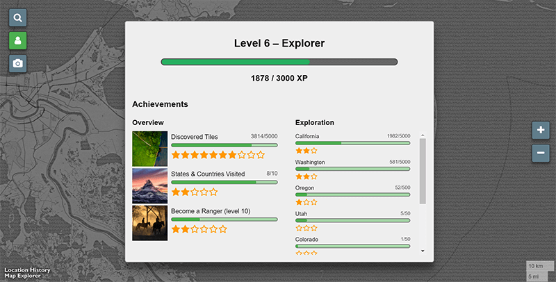 Location History Map Explorer - Player Achievements